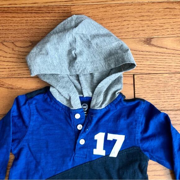 WONDER NATION Hooded Color Blocked Long Sleeve Blue Shirt Toddler Boy’s 3T - Picture 3 of 7